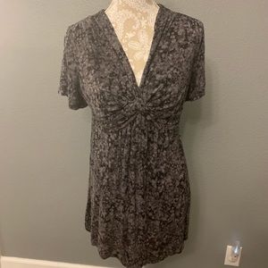 Soma Grey Patterned V Neck Top Large